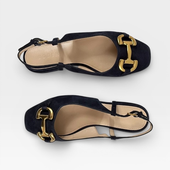 Boden Iris Snaffle Slingback Flats Navy Blue Suede Size 38 - Picture 2 of 6